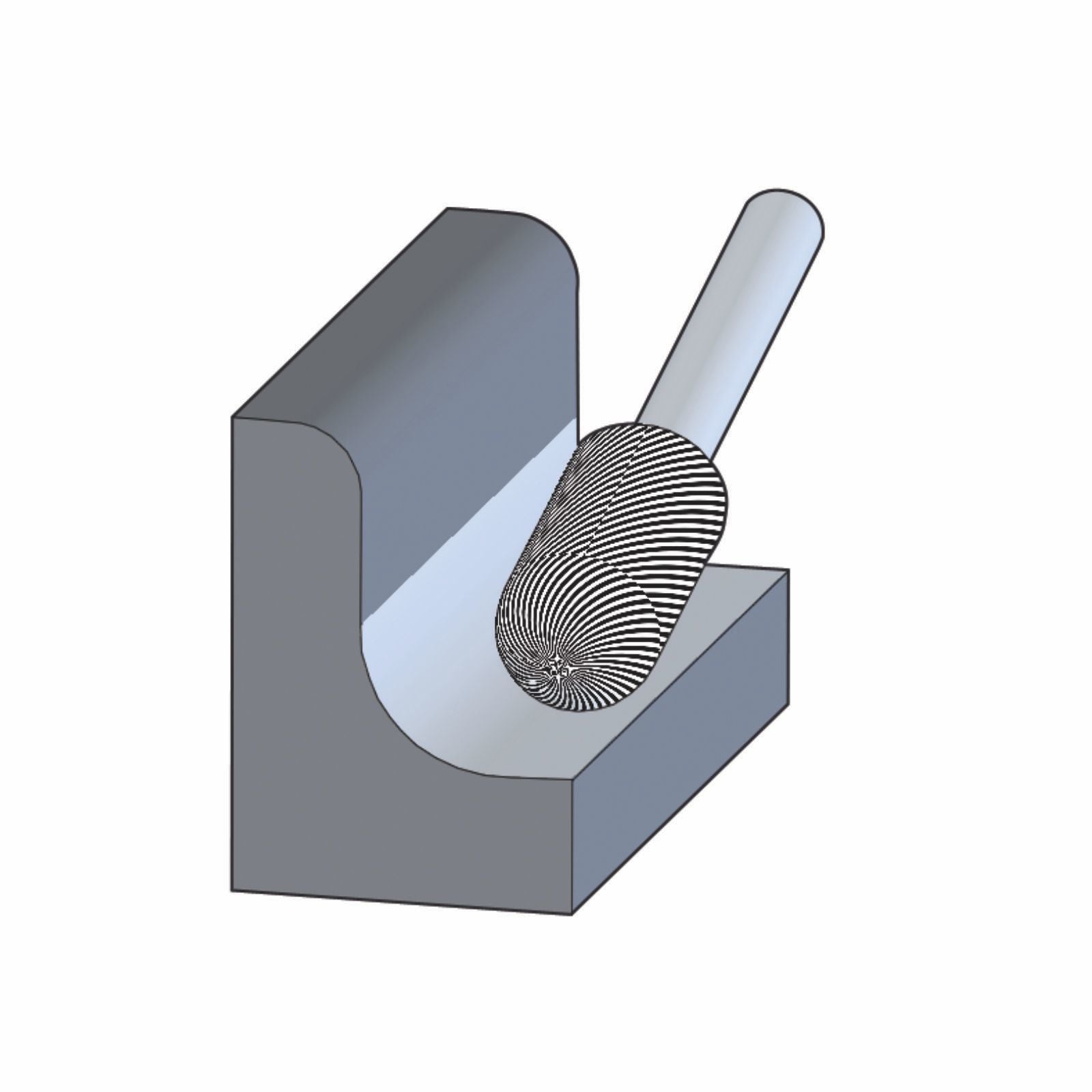 CYLINDRICAL RADIUS BURR WRC 6MM SHANK WRC C3 PLUS