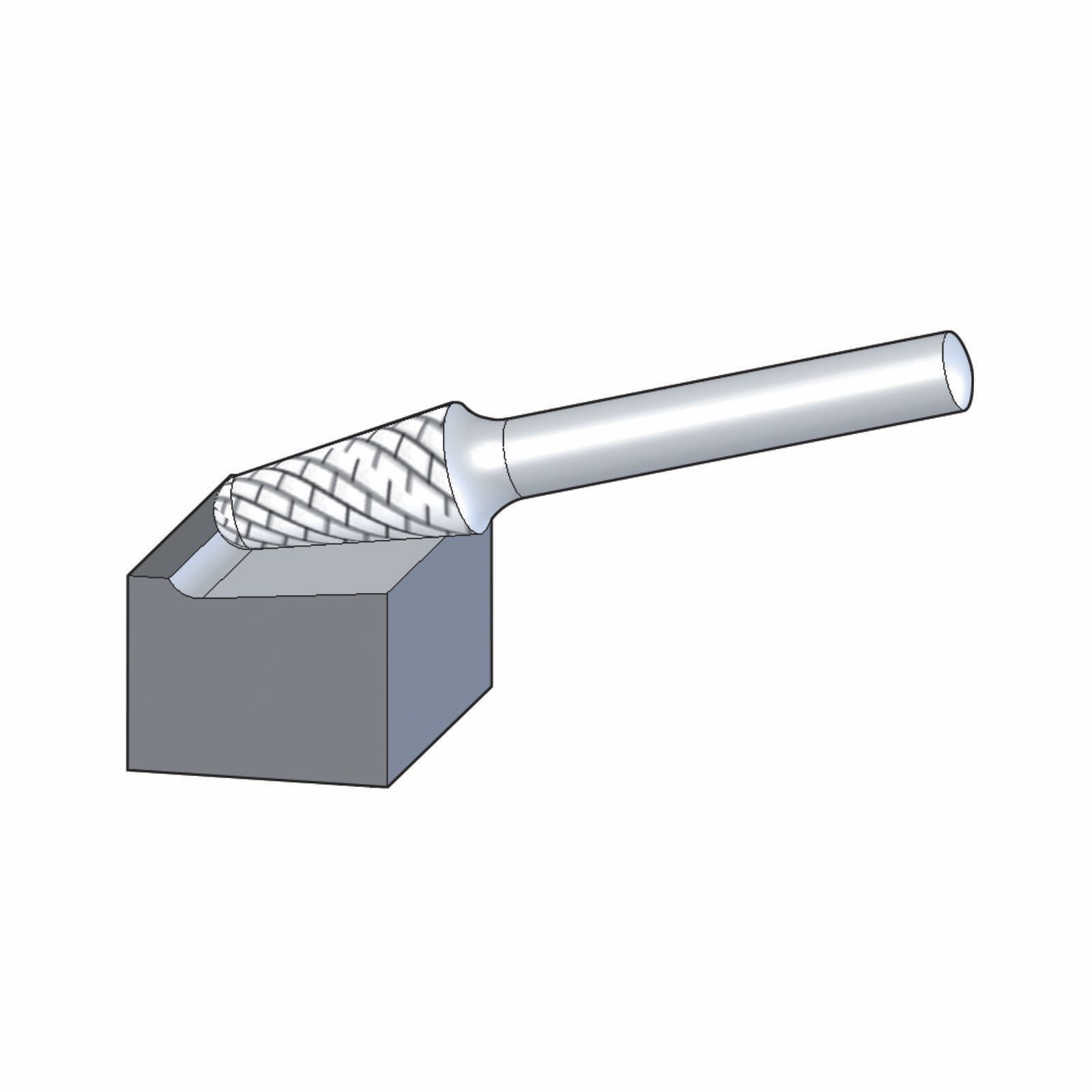 CONICAL RADIUS END BURR KEL 6MM SHANK KEL 10X20/6 C3 PLUS