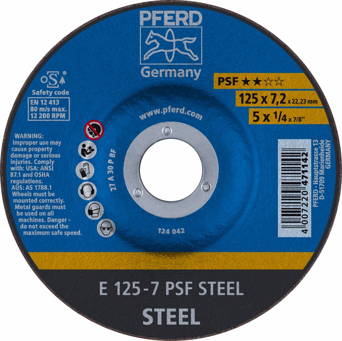 GRINDING WHEEL GP DEPRESSED CENTRE - STEEL